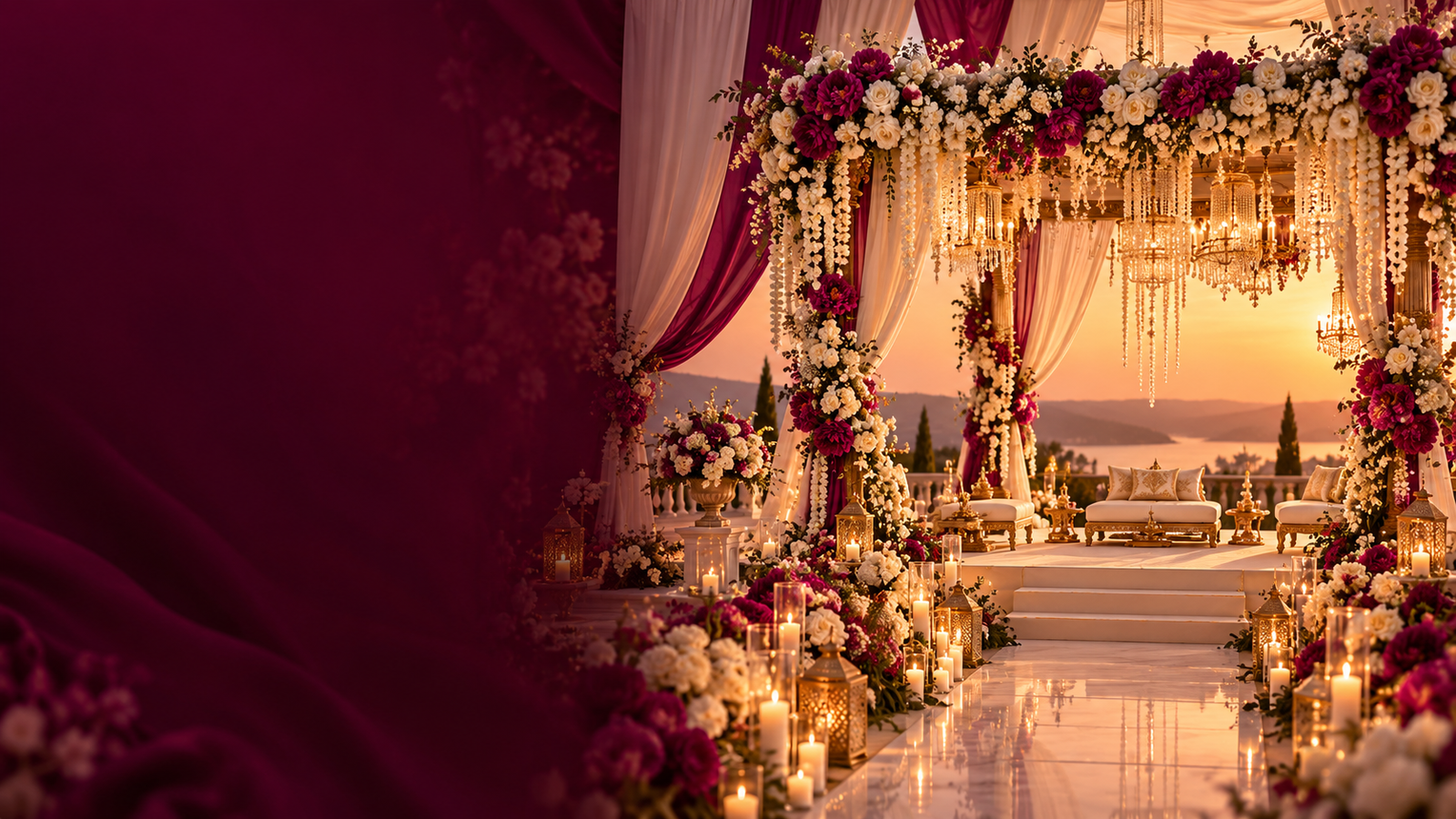 Elegant wedding venue with floral décor